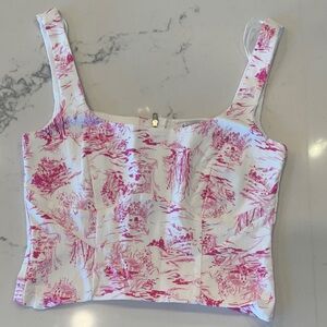NWT Francesca’s Pink and White Crop Corset Top